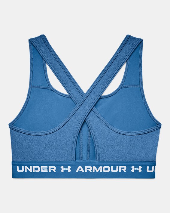 Women's Armour® Mid Crossback Heather Sports Bra in Blue image number 9